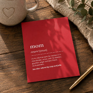 Mom definition Red Modern Custom Kids Names Card