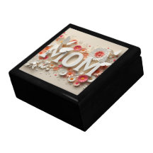 MOM Design Text with Flowers and Butterflies