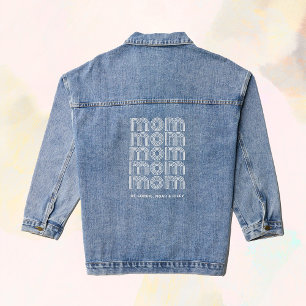 Mom Disco Style Text with Children's Names Denim Jacket