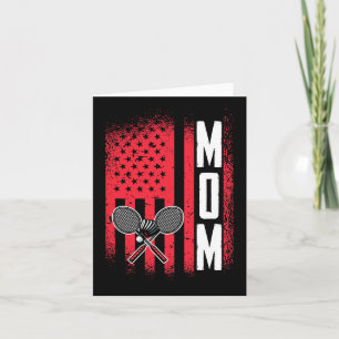 Mom Dminton Player Retro Game Us Flag Merica Shutt Card