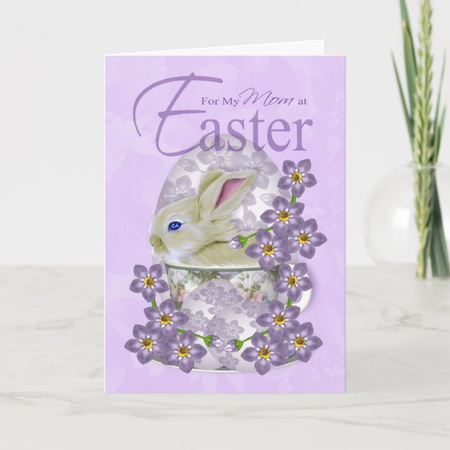 Mom Easter Card With Baby Rabbit - Just For You At (Front)