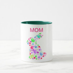 "MOM" EASTER EGG RABBIT DANS LA MUG PASTEL COLORS