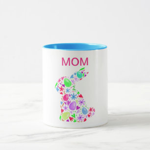 "MOM" EASTER EGG RABBIT DANS LA MUG PASTEL COLORS