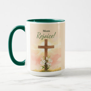 Mom Easter Rejoice Cross and Lilies Mug