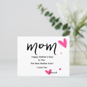 Mom, Elegant Mother's Day Card With Pink Hearts