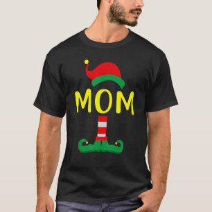 Mom ELF Matching Family Christmas Pajama Holiday T-Shirt