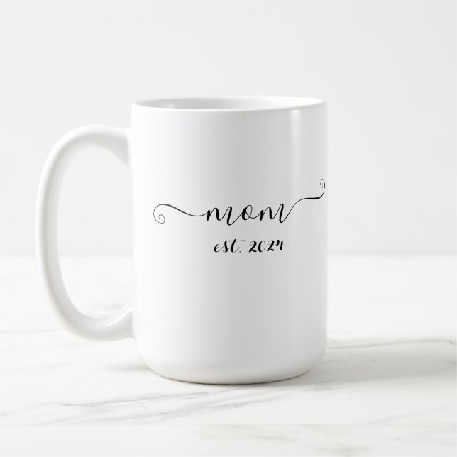 mom est. 2024 Elegant Gift for Future Mom Coffee Mug (Left)