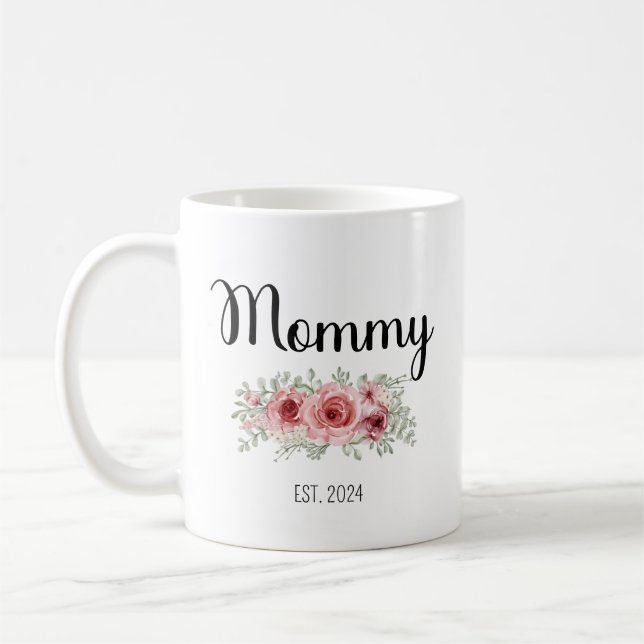 Mom Est 2024 Promoted To Mommy Mama Mug (Left)
