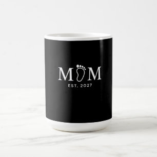 Mom Est. 2027 Baby Footprint   New Mom Gift Coffee Mug