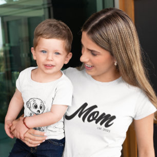 Mom Est. Black Script Custom T-Shirt