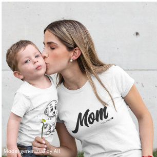Mom Est. Black Script Heart Custom T-Shirt