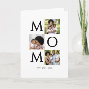 Mom Est Established Caps 3 Photo Mothers Day Holiday Card