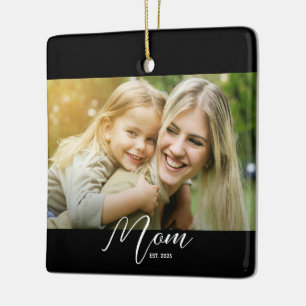 Mom Est. Photo New Mom Gift Keychain Ceramic Ornament
