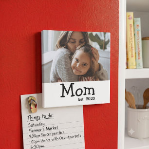 Mom Est Saying Black Whimsical Font Magnet