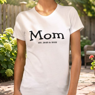Mom Est Saying Black Whimsical Font T-Shirt