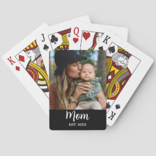 Mom Est. Script Photo  Playing Cards