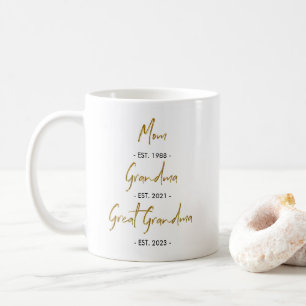 Mom Est. to Grandma Est. to Great Grandma Coffee M Mug