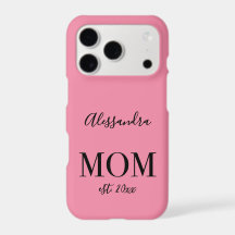 Mom Est. Year Custom Name Minimalist Peony Pink