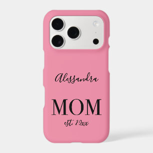 Mom Est. Year Custom Name Minimalist Peony Pink 