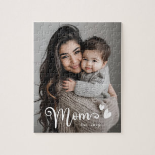 Mom est year hearts overlay photo jigsaw puzzle