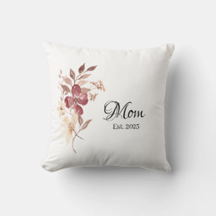 Mom Est. Year – New Mom Milestone Throw Pillow