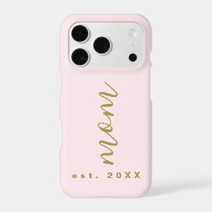 Mom Est. Year Pastel Pink Gold Minimalist Keepsake