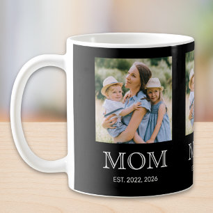 Mom Established 3 Photo Black Coffee Mug