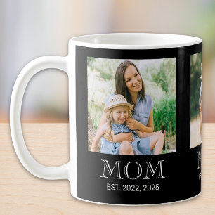 Mom Established 3 Photo Black Coffee Mug