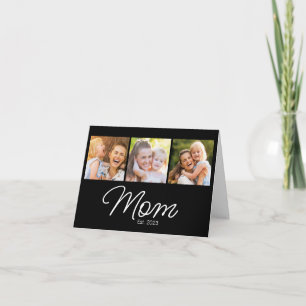 Mom Established 3 Photo Script Black Card