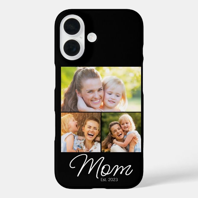 Mom Established 3 Photo Script Black Case-Mate iPhone Case (Back)