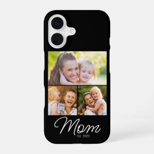 Mom Established 3 Photo Script Black iPhone 16 Case