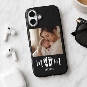 Mom Established Baby Footprints Photo Mother's Day iPhone 16 Case