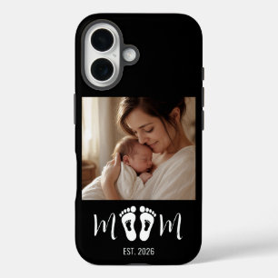 Mom Established Baby Footprints Photo Mother's Day iPhone 16 Case