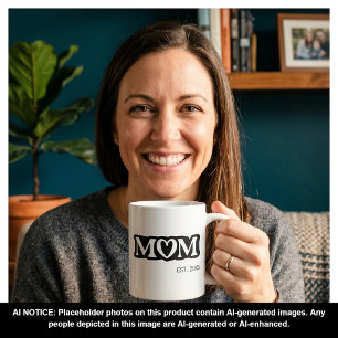 Mom Established Black and White Bold Cute Heart Coffee Mug