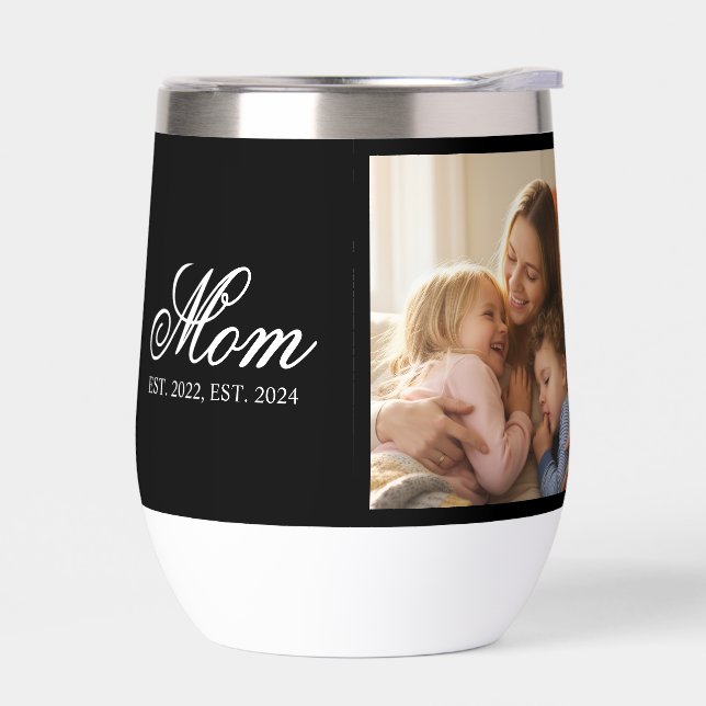 Mom Established Black Elegant Script Photo (Gauche)