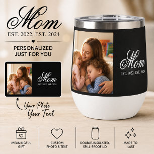 Mom Established Black Elegant Script Photo