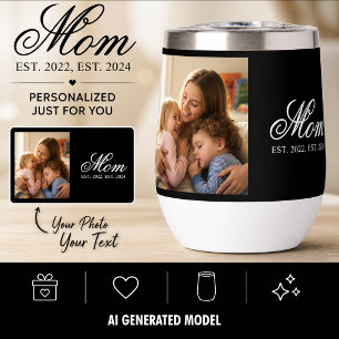 Mom Established Black Elegant Script Photo