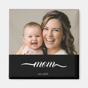 Mom Established Black Photo Custom Year Magnet