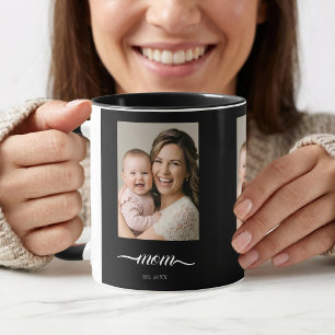 Mom Established Black Photo Custom Year Mug