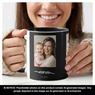 Mom Established Black Photo Custom Year  Mug