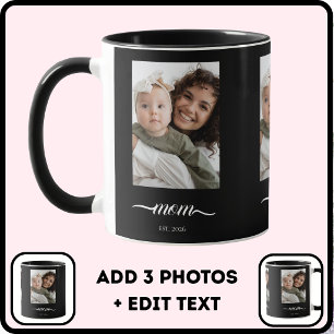 Mom Established Black Photo Elegant Custom Year Mug