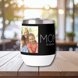 Mom Established Black Photo Thermal Wine
