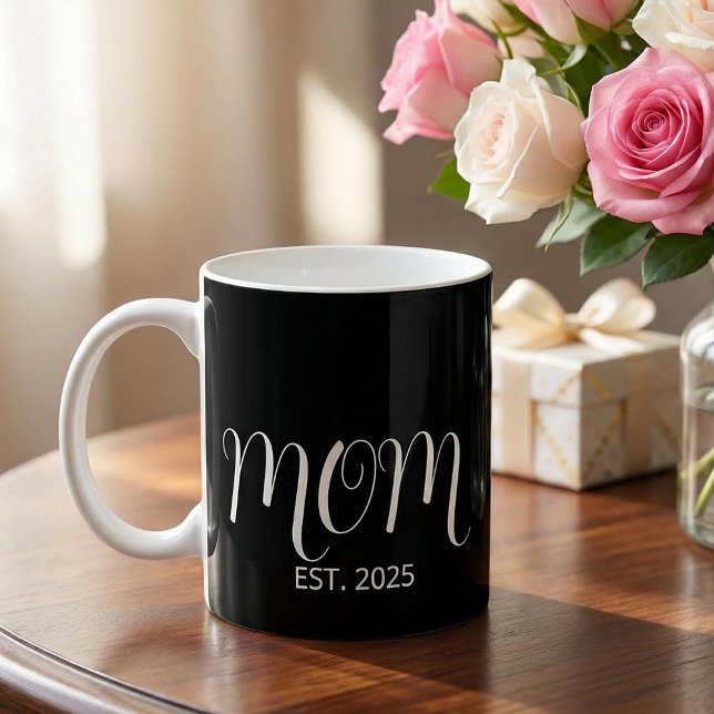 Mom Established Black Scrip New Mom Gift  Coffee Mug (Creator Uploaded)