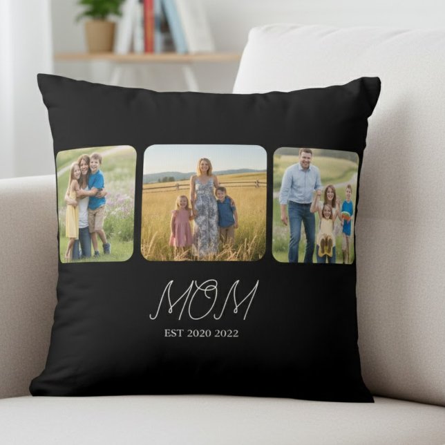 Mom Established Black Script 3 Photo   Throw Pillow (Creator Uploaded)