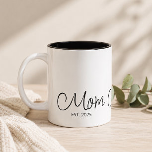 Mom Established Black Script Custom Year Two-Tone Coffee Mug