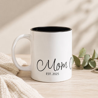 Mom Established Black Script Custom Year Two-Tone Coffee Mug