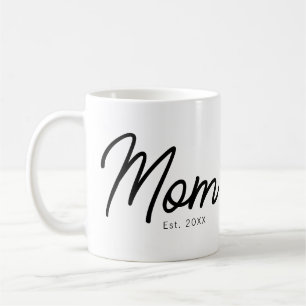 Mom Established Black Script Minimal Elegant Coffee Mug