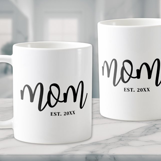 Mom Established Black Script Mother's Coffee Mug (Mom Established Black Script Mother's Coffee Mug)