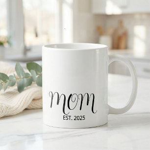Mom Established Black Script New Mom Gift  Coffee Mug