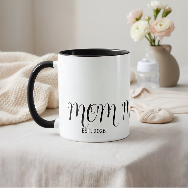 Mom Established Black Script New Mom Gift  Mug (Creator Uploaded)